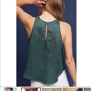 Green Anthropologie Maeve linen tank